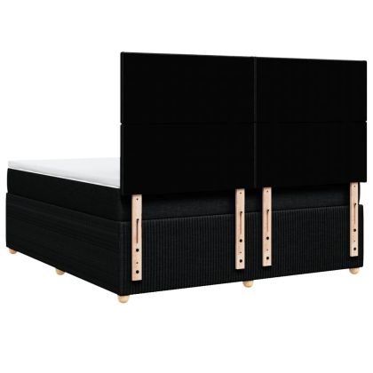 Боксспринг легло с матрак, черно, 180x200 см, плат