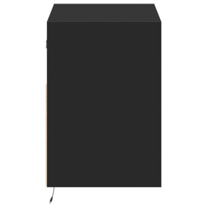 Стенен ТВ шкаф с LED осветление, черен, 80x31x45 см