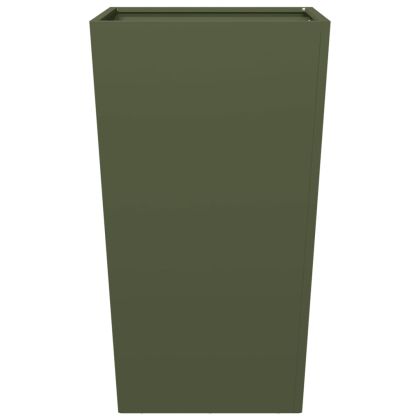 Градинска кашпа, маслиненозелена, 45x45x75 см, стомана