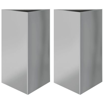 Градински кашпи 2 бр триъгълна 50x43x75 см поцинкована стомана