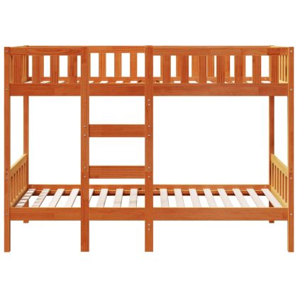 Двуетажно легло, восъчнокафяво, 90x200 см, борово дърво масив