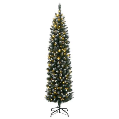 Изкуствена тънка коледна елха, 300 LED, 180 см