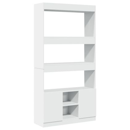 Висок шкаф, бял, 92x33x180 см, инженерно дърво