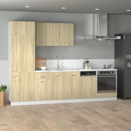 Комплект кухненски шкафове, 7 части, "Lyon", дъб сонома, инженерно дърво