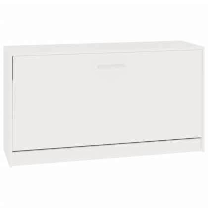 Пейка за обувки, бяла с висок гланц, 80x24x45 см, инженерно дърво