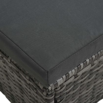 Градински комплект с възглавници, 4 части, полиратан, сив