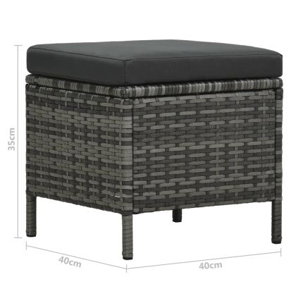 Градински комплект с възглавници, 4 части, полиратан, сив