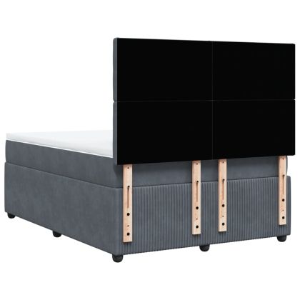 Боксспринг легло с матрак, тъмносиво, 140x190 см, кадифе