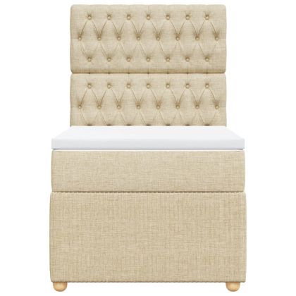 Боксспринг легло с матрак, кремаво, 100x200 см, плат