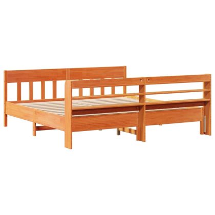 Рамка за легло без матрак, восъчнокафяв, 200x200 см, бор масив