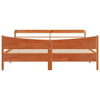 Рамка за легло с табла, восъчнокафяв, 180x200 см, масивно дърво