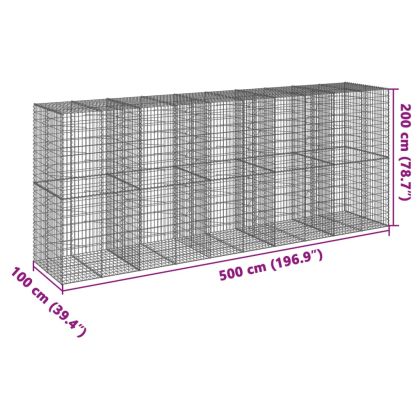 Габионна кошница с покритие, 500x100x200 см, поцинковано желязо
