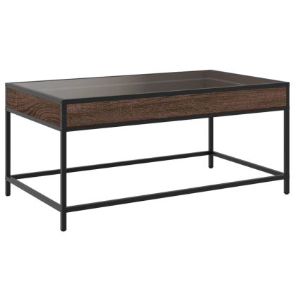 Маса за кафе с Infinity LED, кафяв дъб, 90x50x41 см