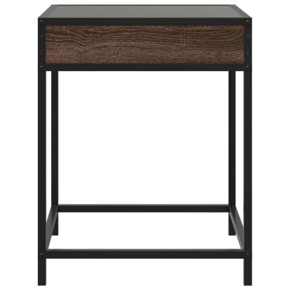 Нощна масичка с Infinity LED, кафяв дъб, 40x40x51 см
