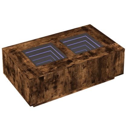 Маса за кафе с Infinity LED, опушен дъб, 116x69x40 см