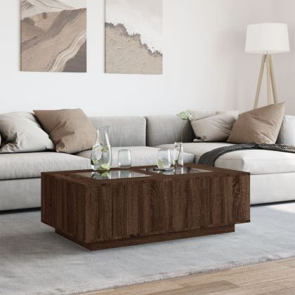 Маса за кафе с Infinity LED, кафяв дъб, 116x69x40 см