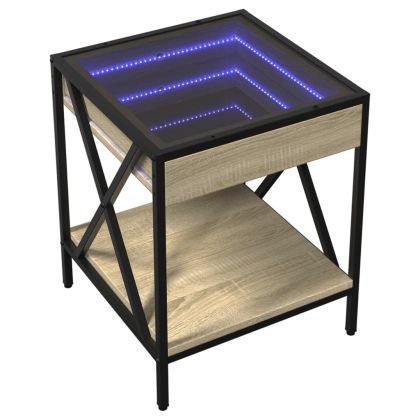 Нощна масичка с Infinity LED, дъб сонома, 40x40x49 см