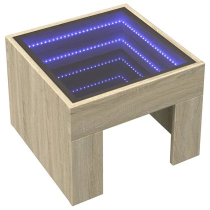 Маса за кафе с Infinity LED, дъб сонома, 40x40x30 см