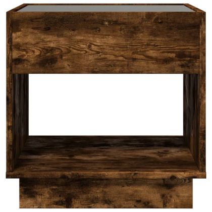 Нощна масичка с Infinity LED, опушен дъб, 50x50x50 см