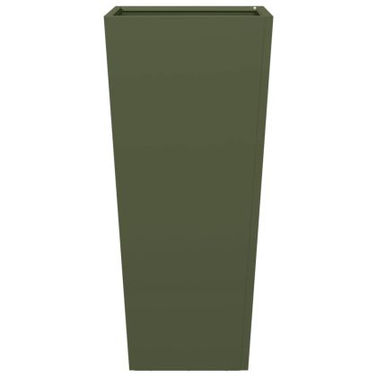 Градинска кашпа, маслиненозелена, 35x35x75 см, стомана