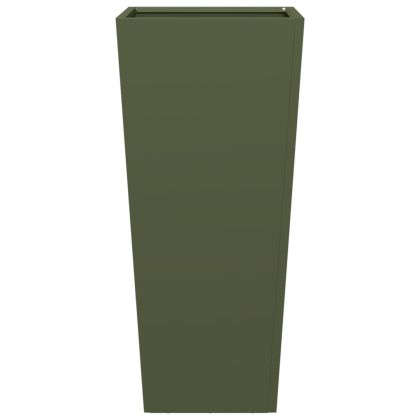 Градинска кашпа, маслиненозелена, 35x35x75 см, стомана