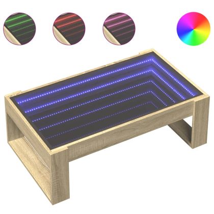 Маса за кафе с Infinity LED, сонома дъб, 90x53x30 см
