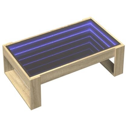 Маса за кафе с Infinity LED, сонома дъб, 90x53x30 см