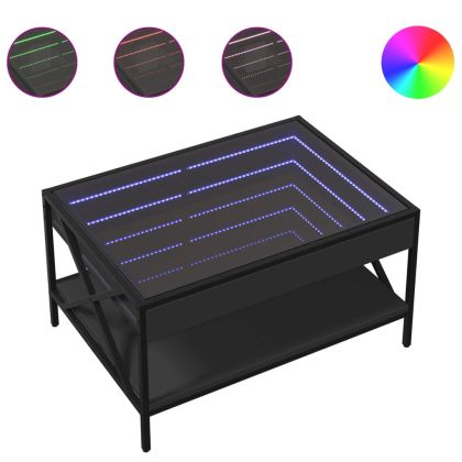 Маса за кафе с Infinity LED, черна, 70x50x38 см