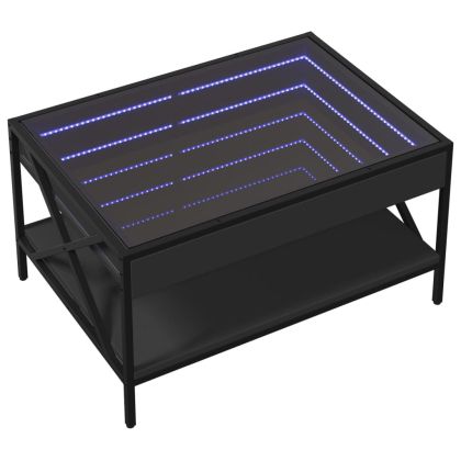 Маса за кафе с Infinity LED, черна, 70x50x38 см