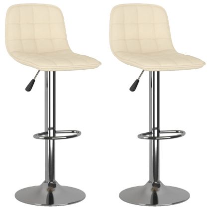 Бар табуретки, 2 бр, кремави, текстил