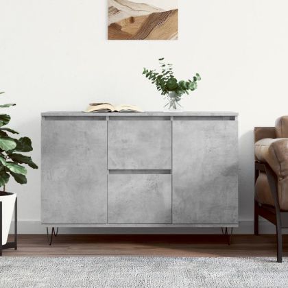 Сайдборд, бетонно сив, 101,5x35x70 см, инженерно дърво