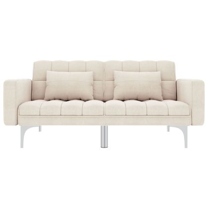 Разтегателно канапе, кремаво, плат