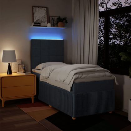 Боксспринг легло с матрак, синьо, 100x200 см, плат