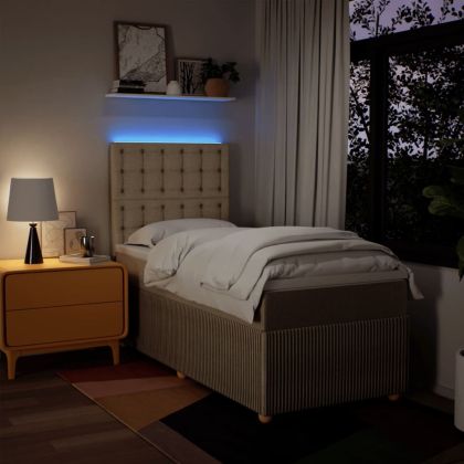 Боксспринг легло с матрак, кремаво, 100x200 см, плат