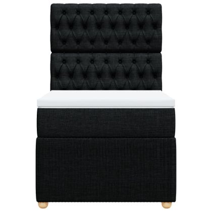 Боксспринг легло с матрак, черно, 80x200 см, плат