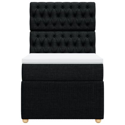 Боксспринг легло с матрак, черно, 90x200 см, плат