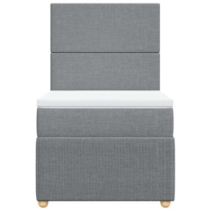 Боксспринг легло с матрак, светлосиво, 100x200 см, плат