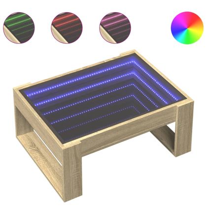 Маса за кафе с Infinity LED, сонома дъб, 70x53x30 см