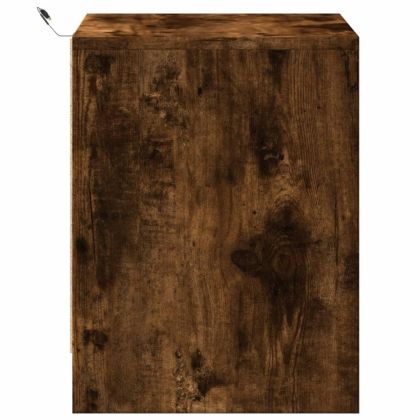 Нощно шкафче с LED осветление, опушен дъб, инженерно дърво