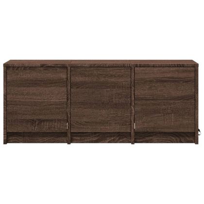 ТВ шкаф с LED, кафяв дъб, 97x34x40 см, инженерно дърво