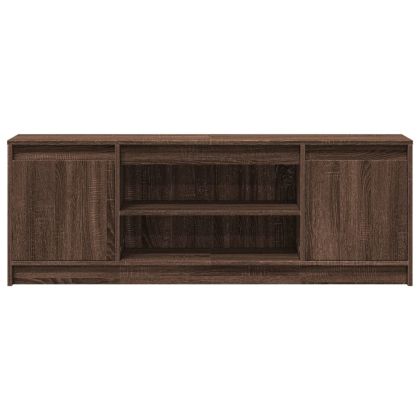 ТВ шкаф с LED, кафяв дъб, 139,5x34x50 см, инженерно дърво
