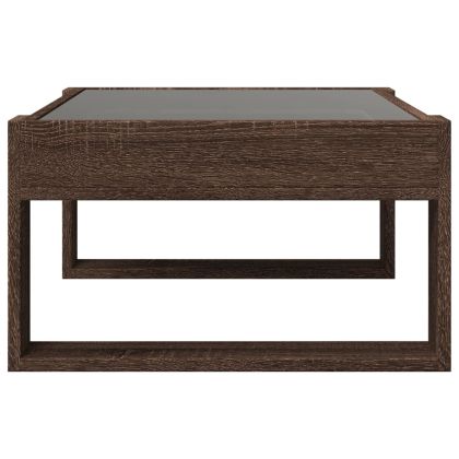 Маса за кафе с Infinity LED, кафяв дъб, 70x53x30 см