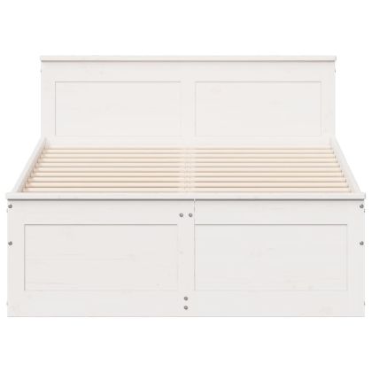 Рамка за легло без матрак с табла 135x190 см борово дърво масив