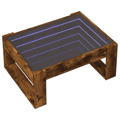 Маса за кафе с Infinity LED, опушен дъб, 70x53x30 см
