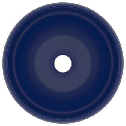 Луксозна кръгла мивка, матово тъмносиня, 40x15 см, керамика