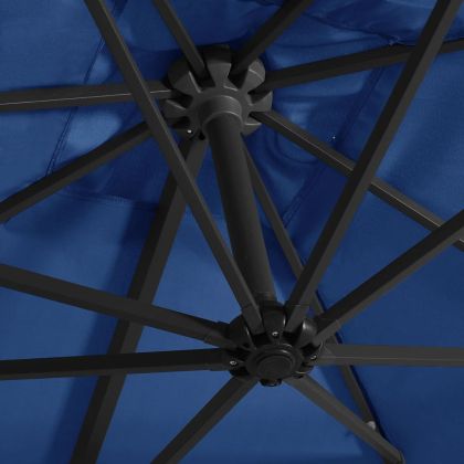Чадър чупещо рамо с LED лампи стоманен прът 250x250 см лазурно