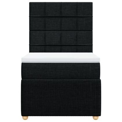 Боксспринг легло с матрак, черно, 80x200 см, плат