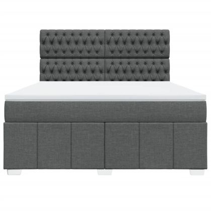 Боксспринг легло с матрак, тъмносиво, 180x200 см, плат