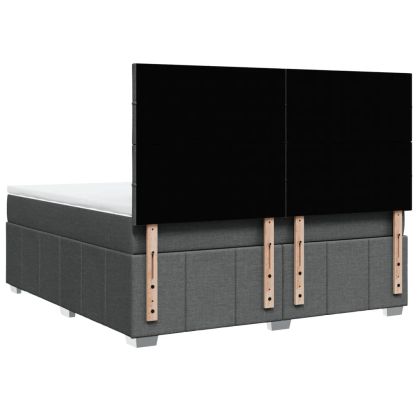 Боксспринг легло с матрак, тъмносиво, 180x200 см, плат