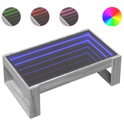 Маса за кафе с Infinity LED, сив сонома, 90x53x30 см